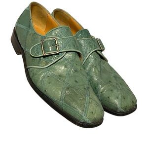 David Eden ostrich leather single monk strap shoes